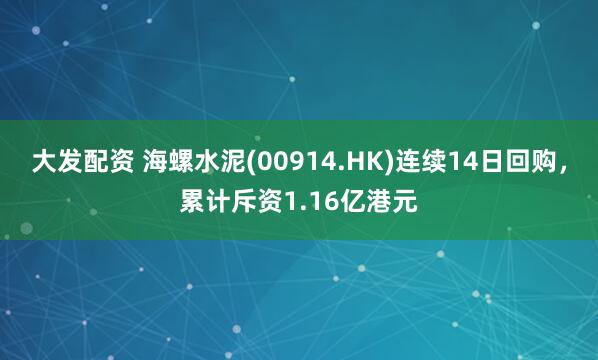 大发配资 海螺水泥(00914.HK)连续14日回购，累计斥资1.16亿港元